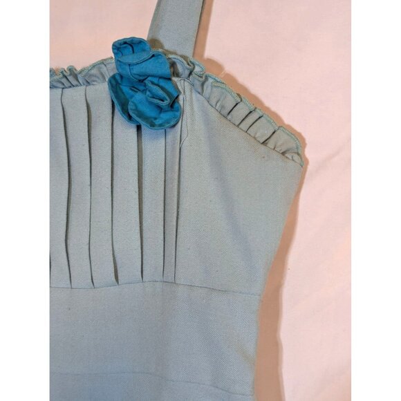 Rare Editions Girls Blue Sundress W/ Pleated Bodice & Embroidered Circle Pattern - Picture 2 of 6